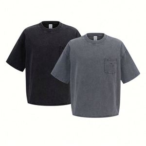 Nouvelle Arrivée 2026 – T-shirt Rétro en Coton Lavé pour Homme, Coupe Ample Respirante avec Poche, Idéal pour l'Été - Product Image 5