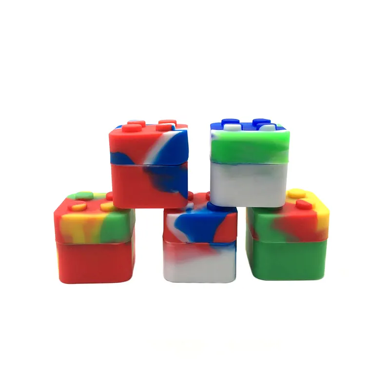 Eco-friendly 11ml square wax oil jar with lid small collapsible silicone container mini concentrate multi use storage jar