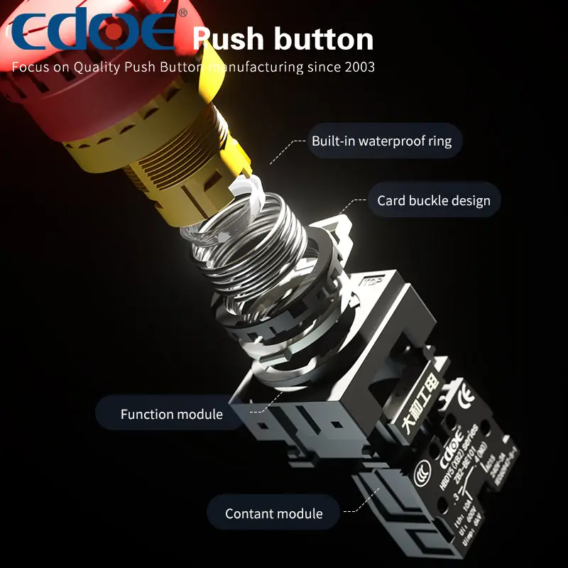 Cnc interruptor cabeça pequena vermelha 10a botão 22mm parada de emergência