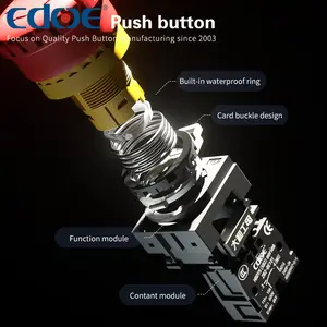 Interruptor CNC de cabeza pequeña, botón rojo de 10a, parada de emergencia de 22mm