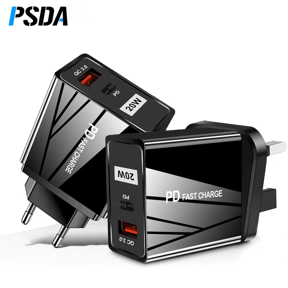 PSDA EU US UK 20W USB-C Quick charger PD QC 3.0 Type C Fast Charging For iPhone 13 mobile phone USB Charge EU US Adapte