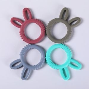 Anillo mordedor de silicona suave de grado alimenticio con forma de conejo para bebés, regalo para fiestas, herramienta anti-mordeduras de manos - Product Image 1