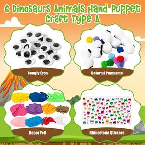 Dinosaurios DIY Wiggle Googly Eyes Storytelling Juego <span class=keywords><strong>de</strong></span> rol Arte Artesanía <span class=keywords><strong>Fieltro</strong></span> Calcetín Marioneta <span class=keywords><strong>de</strong></span> mano Kit <span class=keywords><strong>de</strong></span> fabricación - Product Image 2