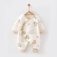 Combinaison pour bébé nouveau-né de 0 à 6 mois, mignonne, avec appliqué matelassé, motif de dessin animé, lavable, 100% coton à l'extérieur, 100% polyester à l'intérieur