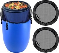 Portable 1 pièces pluie baril filet écran Polyester maille couverture avec cordon pour barils de collecte d'eau PP Type plastique