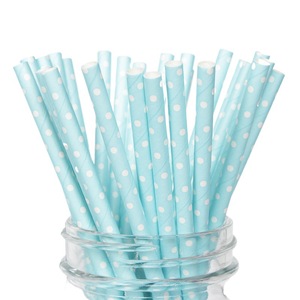 <b>Paper</b> Straws Blue Polka Dot Disposable <b>Biodegradable</b> Eco-Friendly Party Straws - Product Image 1