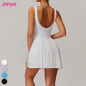 جانيا جديدة للنساء عالية الجودة عارية-بدلة رياضة الجولف في الهواء الطلق قطعة واحدة مع شورت جيب فستان تنس بطيات - Product Image 4