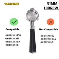 Portafilter Kopi Tanpa Dasar 51mm Bahan Stainless Steel 304 Cocok untuk HIBREW H10B/H11/H8A Kitfort Mr Coffee Sangkee ESS5 Em450m Espresso
