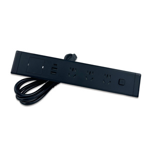 Huibaili Embedded <b>Socket</b> 5 Hole <b>USB</b> Power Strip <b>With</b> Switch For Office Desk Desktop Concealed Design Wire Passage Hole - Product Image 2