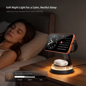 Base de Carga Magnética Plegable 3 en 1, Cargador Inalámbrico Rápido y Portátil para iPhone, Reloj y Auriculares, con Iluminación Ambiental Nocturna - Product Image 5