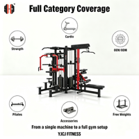 Circuit de musculation intégré avec unité de pression des jambes, presse à bras, banc long à double colonne et poignées de poulie pour salle de sport commerciale