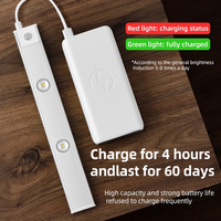 Lampu LED Sensor Gerak Dinding, Dapat Diredupkan, Garansi 3 Tahun, Ultra Tipis, USB Nirkabel, Penerangan Lemari Dapur, Kamar Tidur, dan Lemari Pakaian