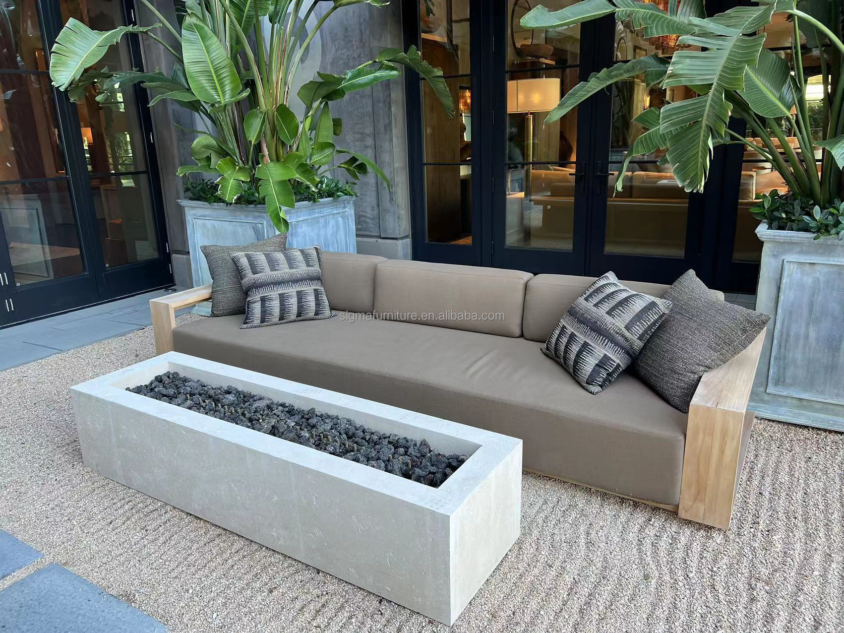 Fashionable garden sofas new arrival modern teak wood outdoor furniture patio sofa set