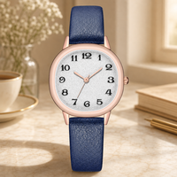 Montre-bracelet élégante pour femme à quartz, boîtier en alliage, bracelet en cuir, mouvement à quartz chinois, montre de soirée pour femme