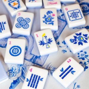 Juego de Mahjong Plegable Portátil de Lujo Estilo Americano, Diseño Moderno Azul, Melamina, Plástico Acrílico, Resistente al <span class=keywords><strong>Agua</strong></span>, Duradero, 4 - Product Image 5