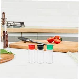 Envase de Plástico para Especias de 100 ml, Botella para Condimentos y Pimienta para Barbacoa con Tapa Abatible, Frascos de Especias de Plástico Transparente Negro Mate - Product Image 4