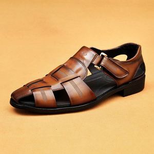 Sandalias de Verano para Hombre, Personalizadas, de Lujo, Tejidas a Mano, Transpirables, de Cuero Vacuno, Casuales de Negocios, Punta Abierta, Cierre de Velcro - Product Image 5