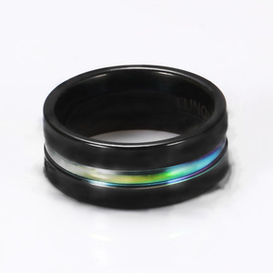 Bague de guerrier noire 8MM en acier inoxydable géométrique pour homme, bague de mode entrelacée de couleur noire, bijou cadeau - Product Image 4