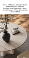 Table à manger en dalle de pierre de style français : table à manger en bois massif, compacte, de couleur crème, minimaliste et élégante pour les petites maisons