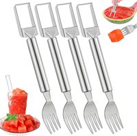 2-in-1 roestvrijstalen watermeloensnijder vork multifunctionele keukenaccessoires fruit- en groentegereedschap
