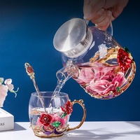 Ensemble de tasses en verre émaillé - Luxe léger - Résistant à la chaleur - Cadeau pour femme pour le café, le thé et le petit-déjeuner