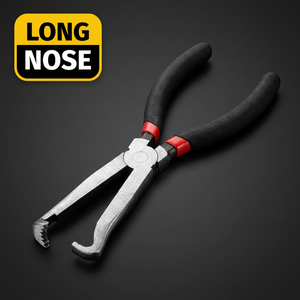 Multi-Use <strong>Long</strong> <strong>Nose</strong> Industrial Grade Auto Repair Pliers Serrated Jaw 60 Straight Bend Oil Pipe Clamp Steel Metric OEM - Product Image 1
