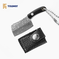 Outils de plein air, mini couteau pliant porte-clés, motif Damas, personnalisable, OEM, outil de coupe en acier inoxydable, manche en bois Pakka