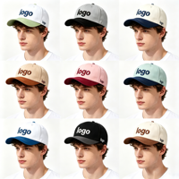 Casquettes de baseball bicolores en dobby à 5 panneaux avec logo personnalisé OEM ODM, chapeaux de sport structurés 100 % coton, vente en gros