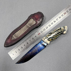 JY145R سكين تخييم بشفرة ثابتة بمقبض أسنان عثة ذهبية بظهر مستقيم - Product Image 6