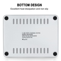 Station d'accueil USB universelle à 6 ports avec charge rapide QC3.0 pour ordinateur portable et montre connectée - Station de charge électronique portable 60W