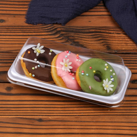 Boîte d'emballage pour beignets de petite taille, très vendue, remplie de pain au chocolat à la fraise, boîte d'emballage jetable transparente