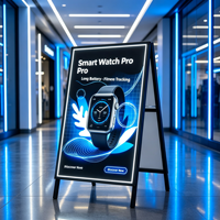 Boîte à lumière rectangulaire décorative LED d'extérieur en aluminium avec verre trempé, panneau lumineux pour trottoir, affichage promotionnel pour restaurant