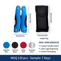 Pince multifonction pliable en acier inoxydable avec poignée en aluminium anodisé multicolore, outil de survie et de camping