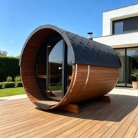 Kit de sauna en bois naturel avec tuiles imperméables, bain de vapeur, bien-être extérieur, vie saine, sauna rond, espace de retraite