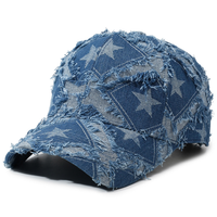Gorra de béisbol a cuadros con estrellas, estilo vaquero desgastado, ajustable, informal, unisex, para streetwear, gorras de béisbol