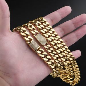 Cadena Cubana de Acero Inoxidable Chapada en Oro de 18k, Estilo Hip Hop, Resistente al Agua, Venta al por Mayor - Product Image 3