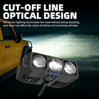 Lumière de calandre automobile universelle étanche en aluminium à LED 3 yeux 12V 170W avec logo laser gratuit, faisceau haut et bas
