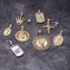 Pendentif Jésus <span class=keywords><strong>de</strong></span> forme ovale plaqué or véritable Hip Hop Heavy Christ Cross 14K - Product Image 2
