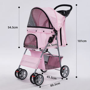 Nouvelle conception, poussettes pour chiens de petite taille en tissu Oxford 300D avec structure en fer, couleur rose, à prix avantageux - Product Image 2