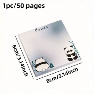 Bloc-notes carrés mignons à l'effigie de panda pour les élèves du primaire, fournitures scolaires essentielles pour la rentrée, pour les études et la rédaction de messages - Product Image 2