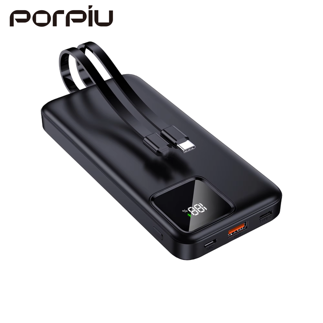 Portable High Capacity Fast Charging 10000mAh Power Bank with Dual Input/Output (Micro USB & Type-C) for Mobile Phones