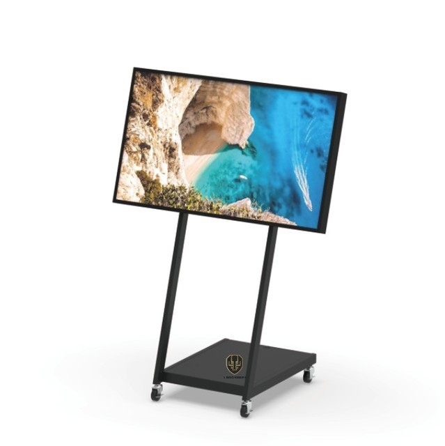 Steel Iron Mobile TV Cart with Full-Motion VESA Mounting for Trade Show Displays 27"-75" Screen Size 110LBS Capacity