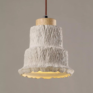 Wabi-sabi Style Creative Wooden Pendant <b>Light</b> Unique Cement Fixture for Bedroom Bedside <b>Dining</b> Room Bar/Tea Room Decor - Product Image 1