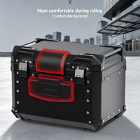 Top case moto en aluminium 80 L, étanche, à fixation rapide, pour scooter et vélo électrique, avec dossier et doublure en cuir