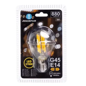 Bombilla LED G45 E14 8W transparente, eficiente y de diseño retro, ideal para iluminación decorativa en hogares y negocios. - Product Image 2