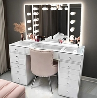 Coiffeuse simple moderne italienne avec coiffeuse de luxe en bois en verre trempé pour hôtel salon mariage chambre à coucher