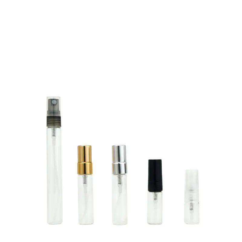 Cheap High Quality 2ml 3ml 5ml 10ml Small Perfume Atomizer Vials Sample Glass Bottle With Plastic Spray Pump Mini Tester Bottles