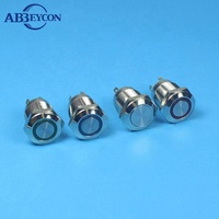 12mm Anti Vandale Led Métal 12V 120V Interrupteur À Bouton-Poussoir Étanche IP67 Led Verrouillage Tactile Interrupteur De Lumière