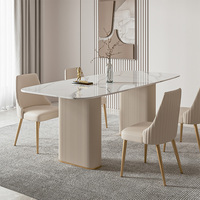 Ensemble de salle à manger moderne et luxueux pour la maison, table rectangulaire en marbre blanc avec chaises pour 4 à 6 personnes, idéal pour les restaurants