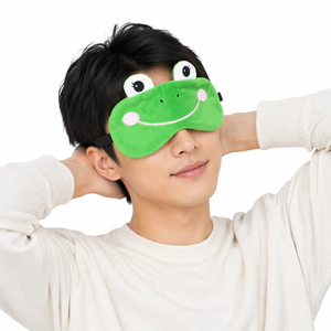 Cuscino da Viaggio 2-in-1 a Forma di Rana con Maschera per Occhi, Morbido Cuscino in Peluche per Aereo e Ufficio - Product Image 1
